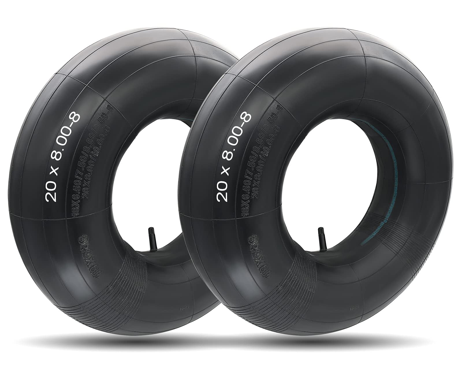 LuckySlycyc 20x8-8 inner tube front view with TR13 valve for lawn gear.