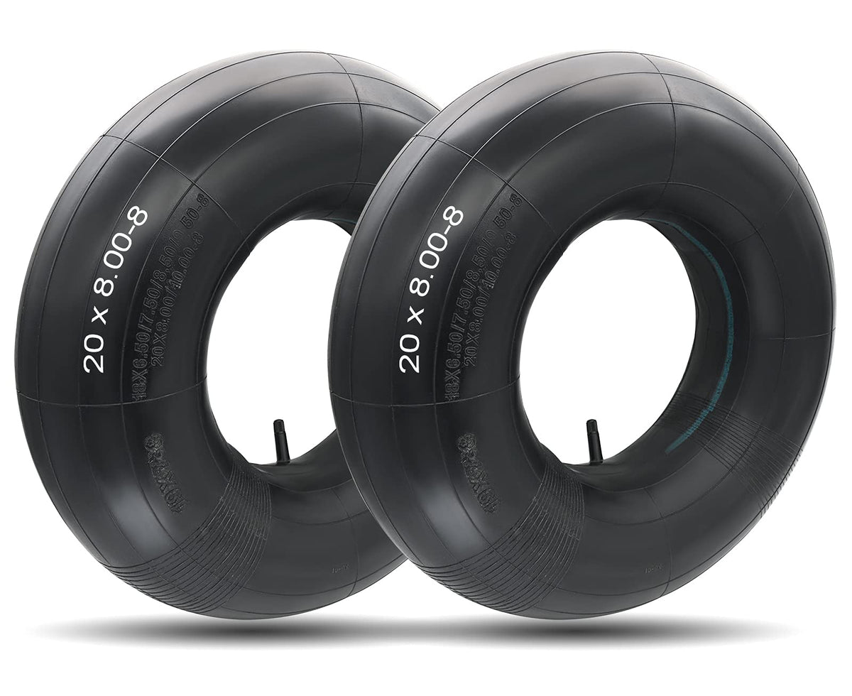 LuckySlycyc 20x8-8 inner tube front view with TR13 valve for lawn gear.