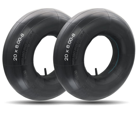 LuckySlycyc 20x8-8 inner tube front view with TR13 valve for lawn gear.