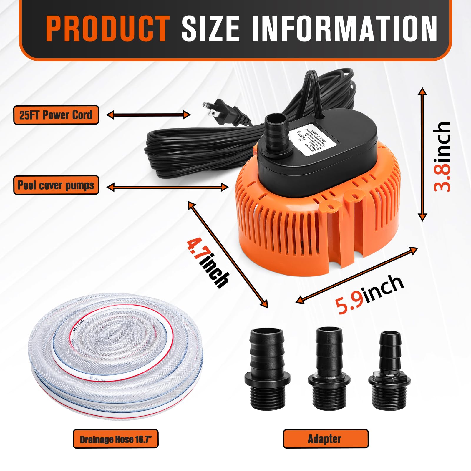 LuckySlycycyc orange pump with 25 ft power cord