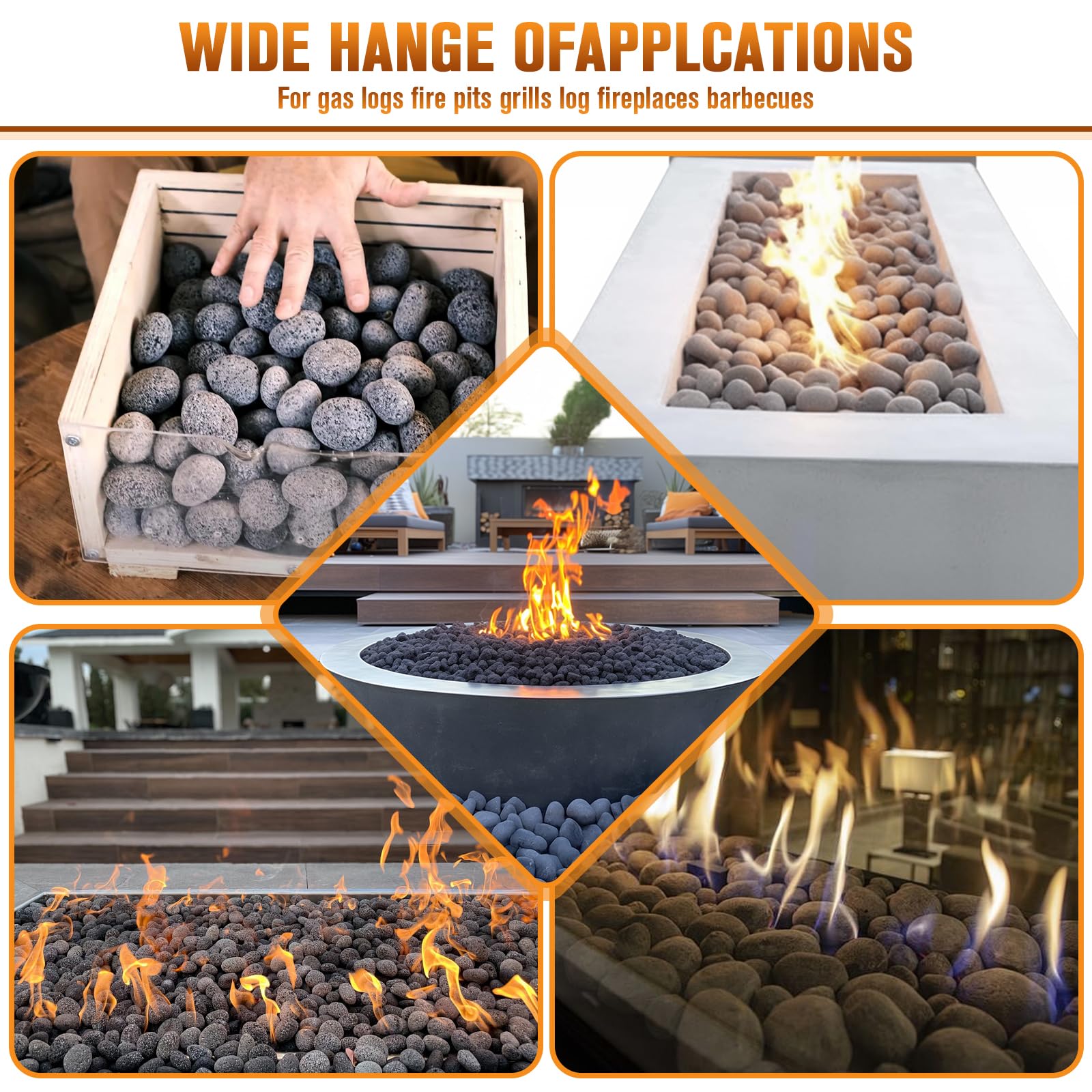 LuckySlycyc natural lava stones heat resistant for durable outdoor fireplaces and pits
