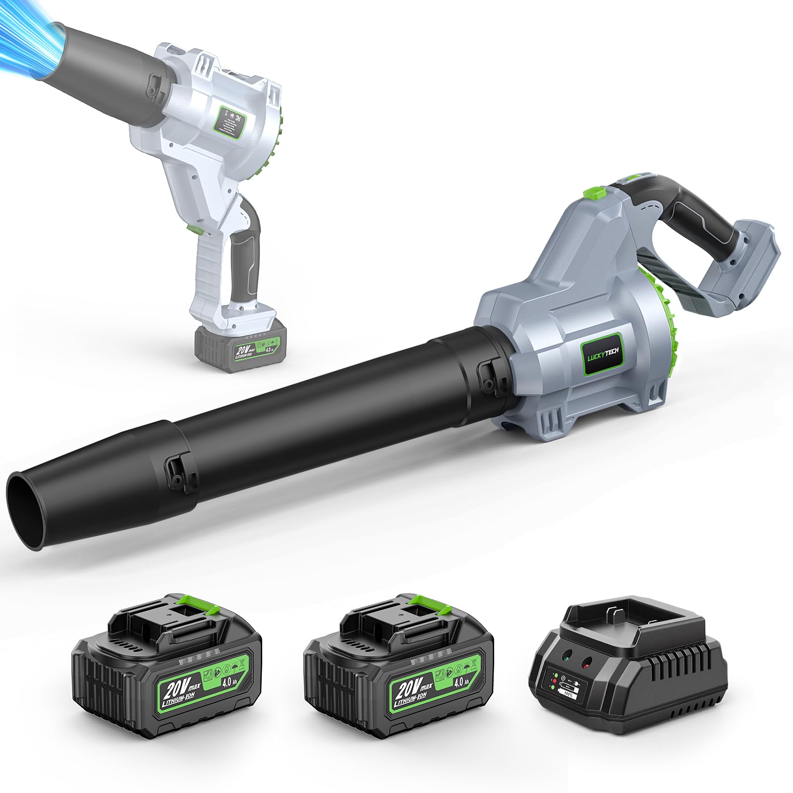 LUCKYTECH cordless leaf blower with 680 CFM for efficient yard cleanup