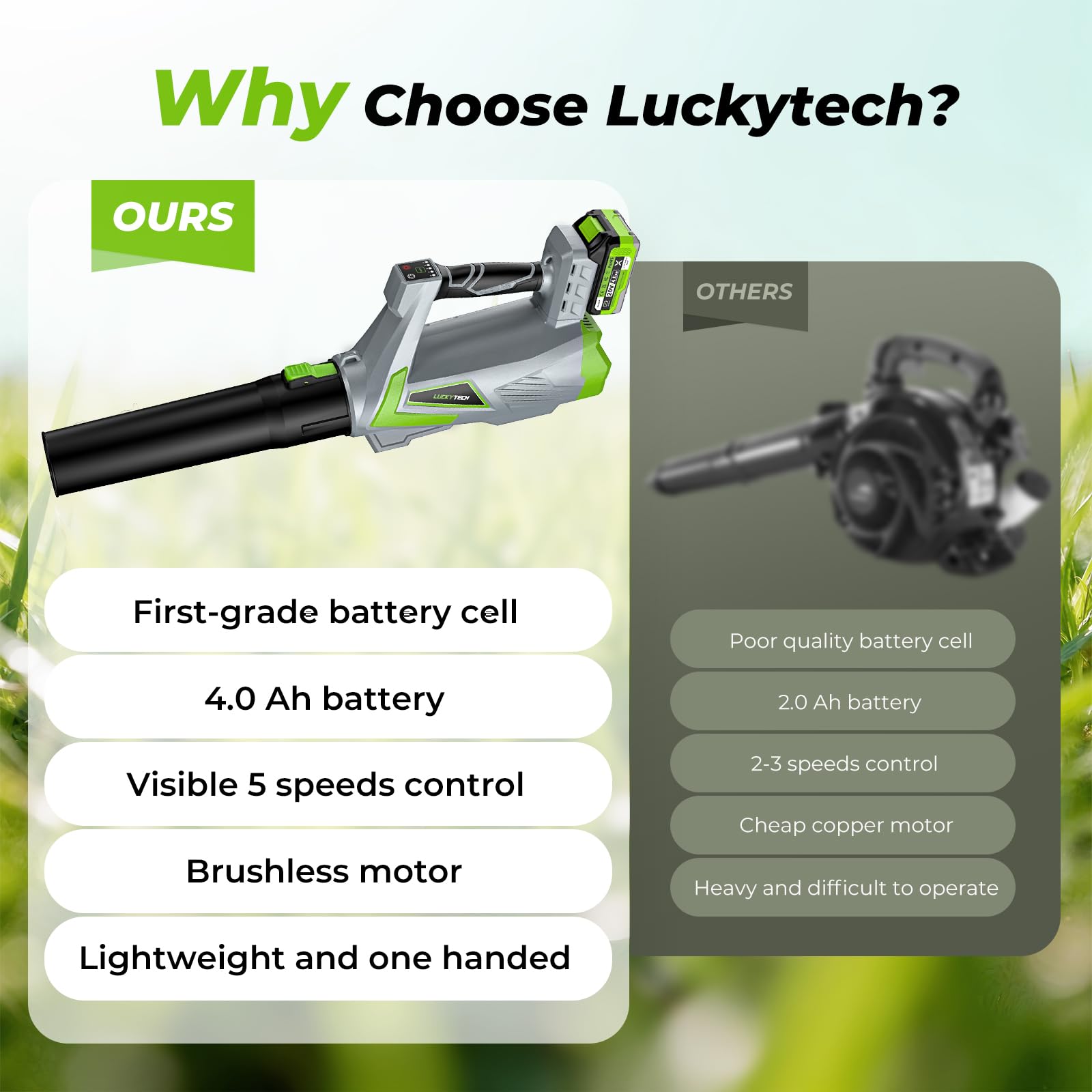 LUCKYTECH garden cleanup in action on driveway and patio surfaces.