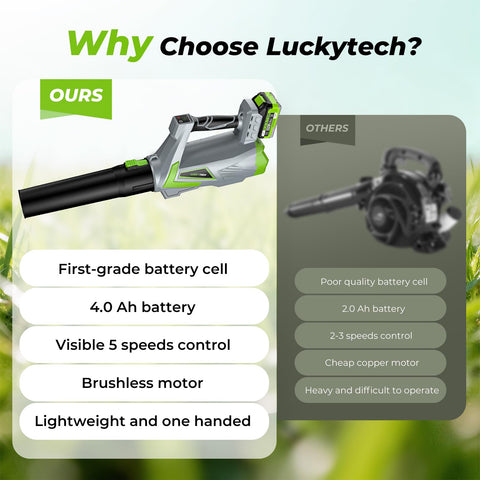 LUCKYTECH garden cleanup in action on driveway and patio surfaces.