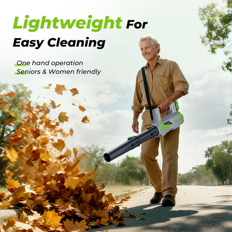 LUCKYTECH leaf blower includes a shoulder strap for steady operation.