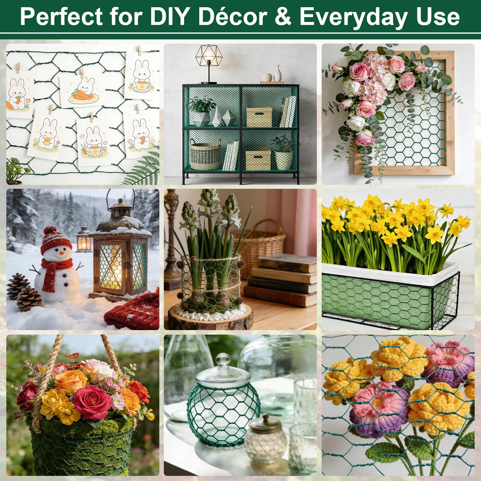 Lucomb hex mesh for DIY wreath frames and decorative wire projects.