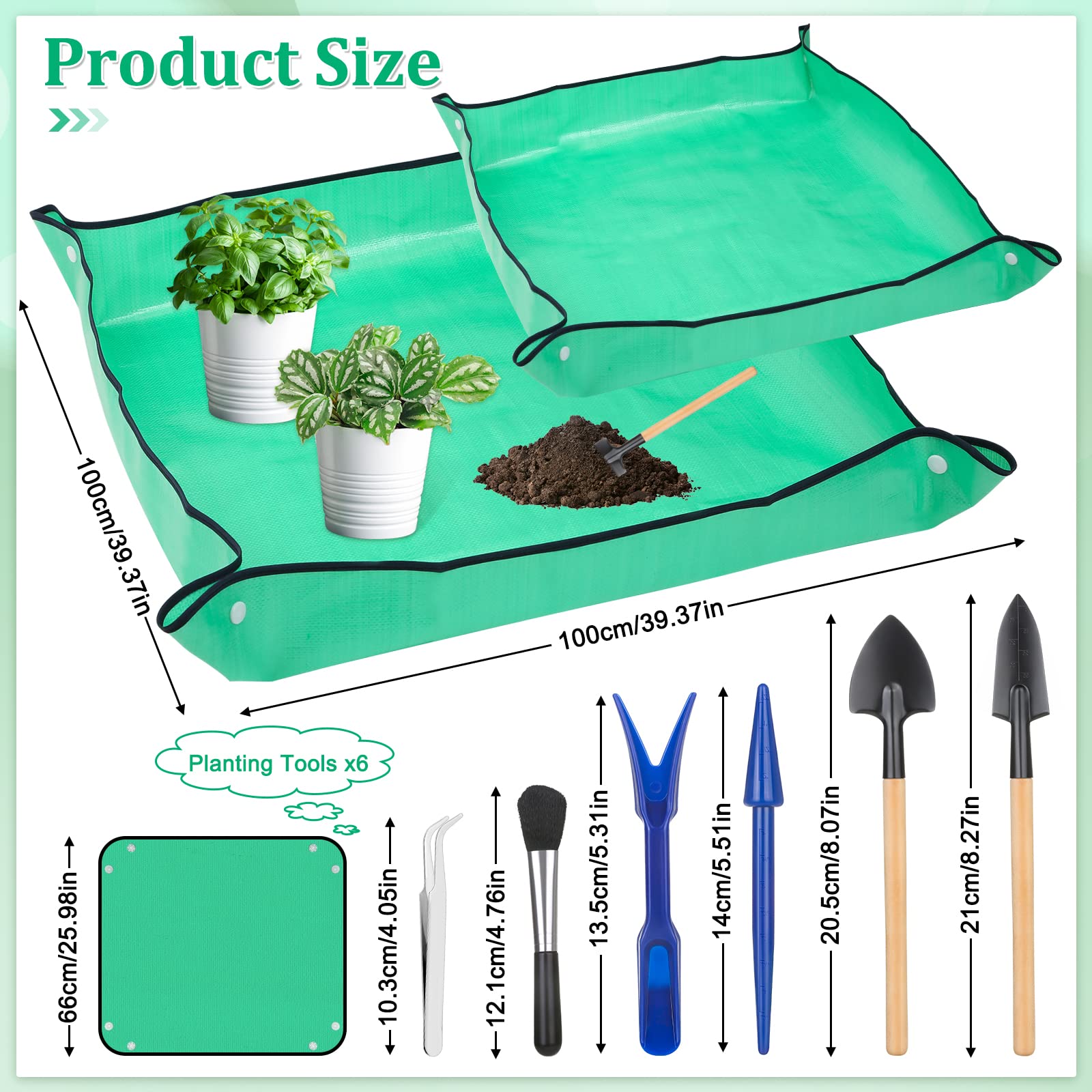 Lucomb two-sizes repotting mat demonstrates versatile workspace for various plant jobs.