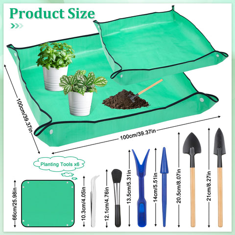 Lucomb two-sizes repotting mat demonstrates versatile workspace for various plant jobs.