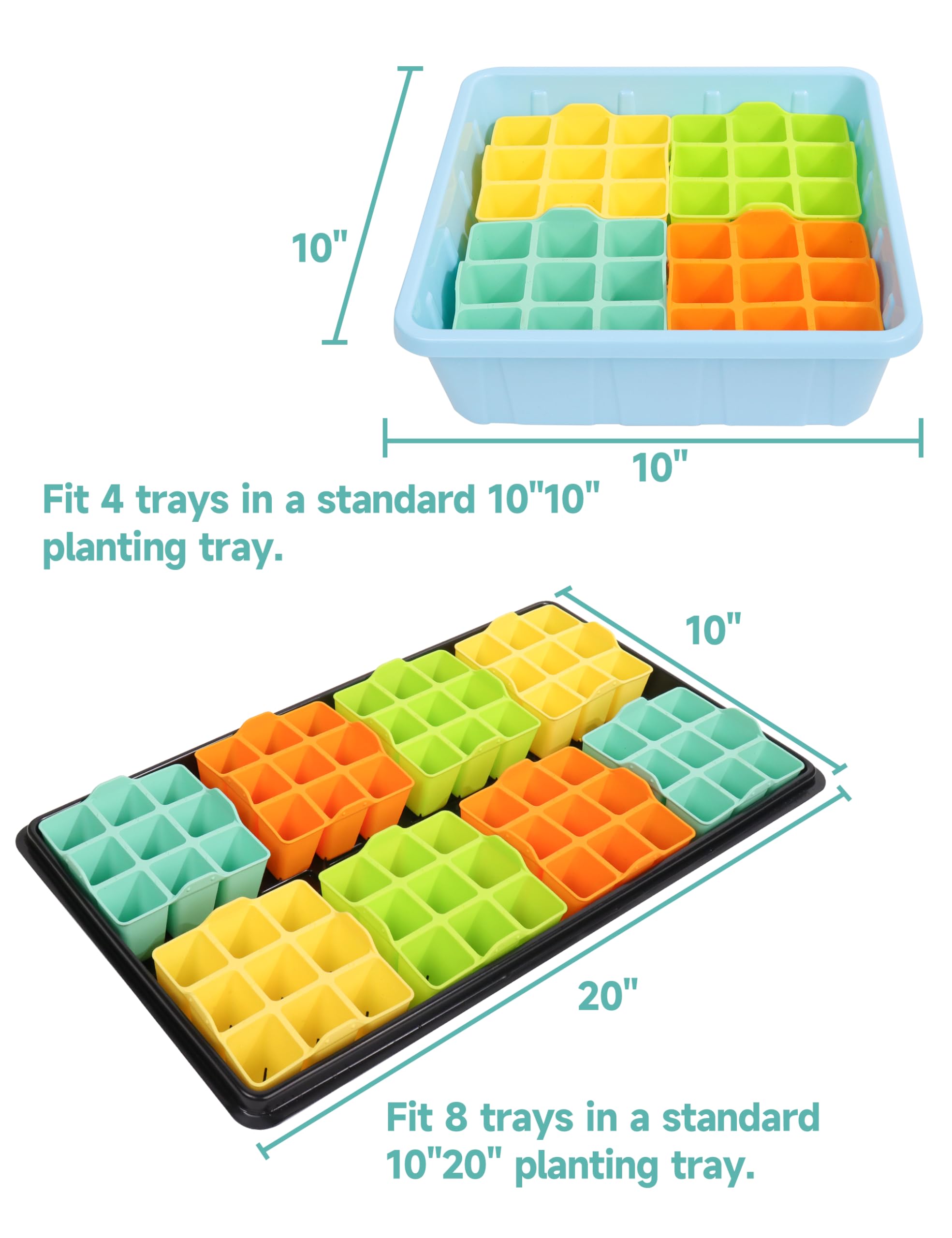 LUVCOSY seed starter tray 8-pack drain holes design for moisture control.
