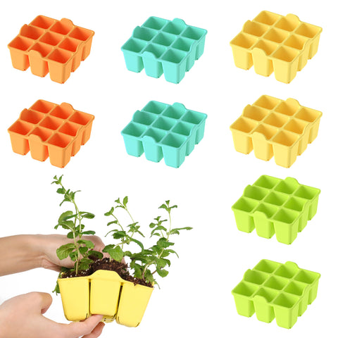 LUVCOSY seed starter tray 8-pack front view for organized seed germination.