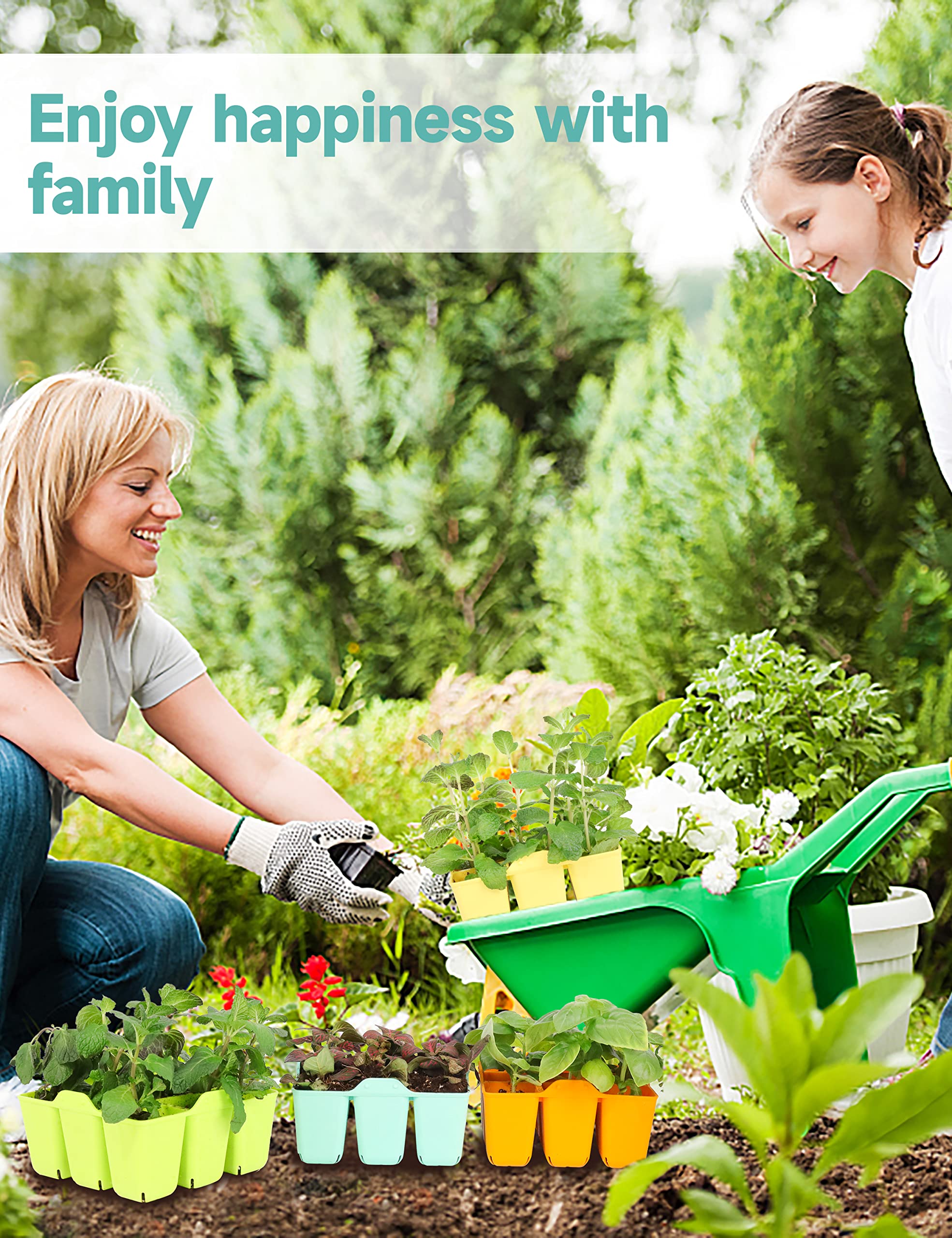 LUVCOSY seed starter tray 8-pack stable base on a gardening bench.