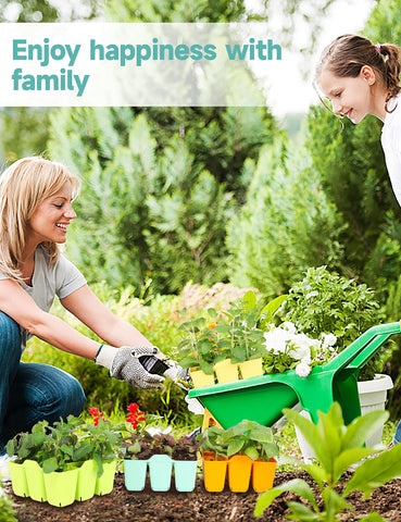LUVCOSY seed starter tray 8-pack stable base on a gardening bench.