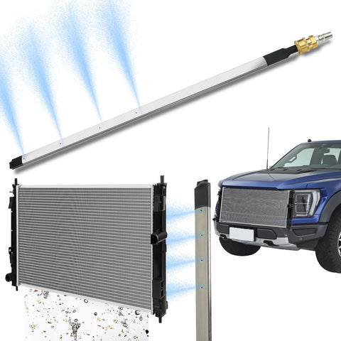 Lucstar radiator cleaning wand targets tight engine bay radiators.