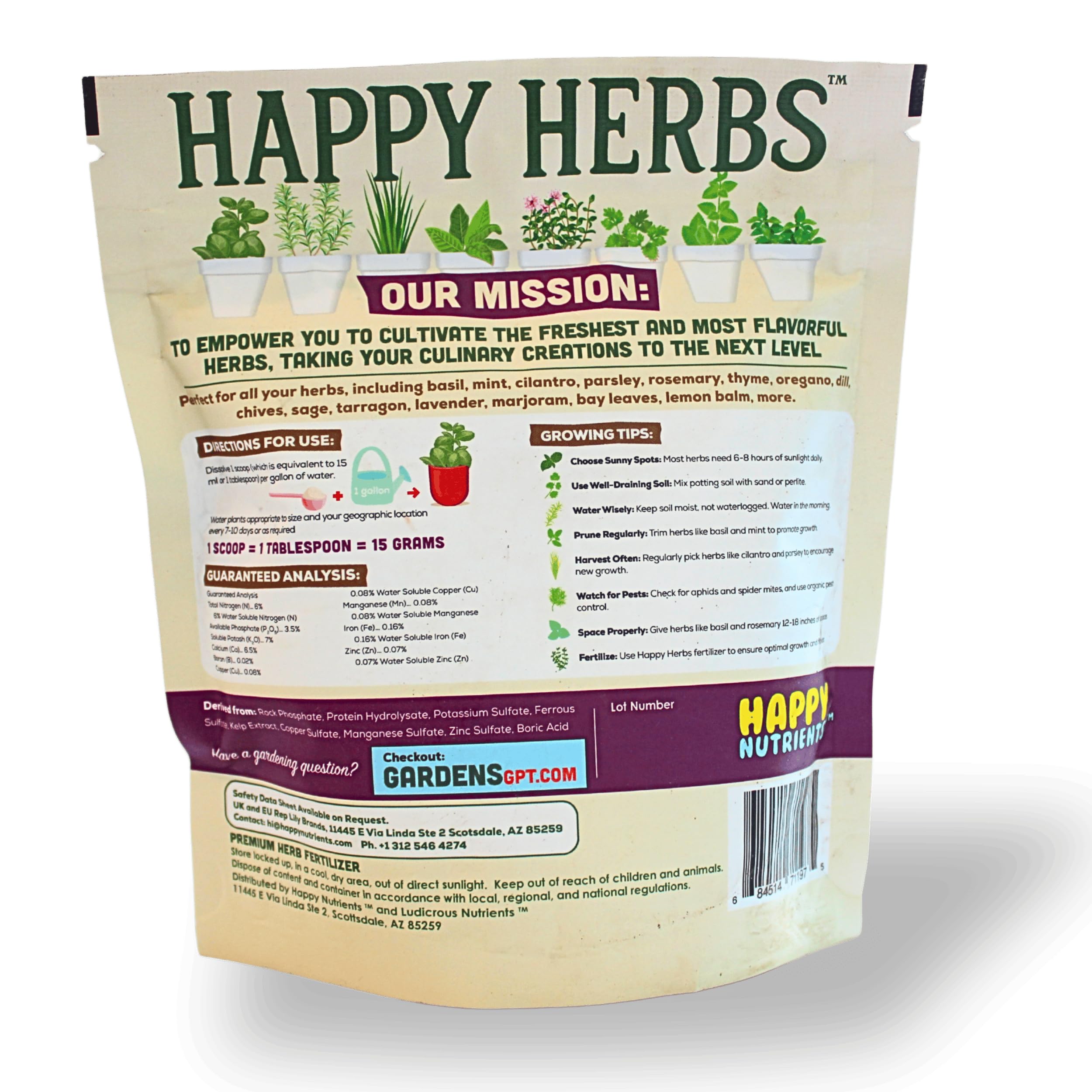 Ludicrous Nutrients Happy Herbs basil plants thriving with organic fertilizer.
