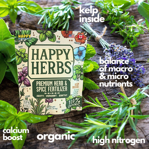 Ludicrous Nutrients Happy Herbs healthy green leaves on herb plants.