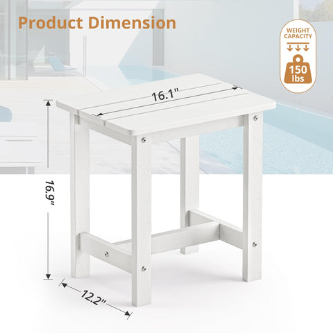 LUE BONA outdoor side table shows easy assembly with pre-assembled desktop.