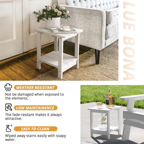 LUE BONA easy-assembly Adirondack table with 8 screws.