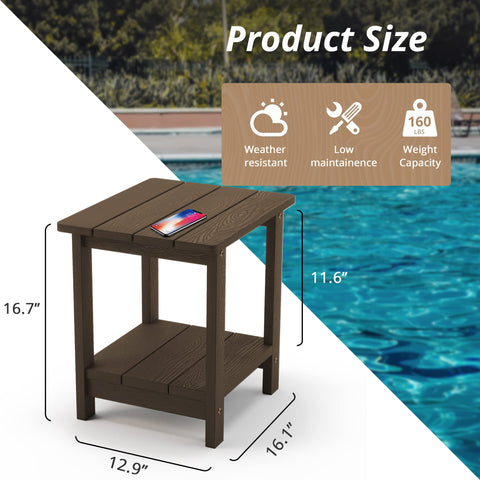 Side view of LUE BONA Adirondack side table highlighting stability