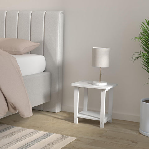 LUE BONA Adirondack side table top detail, white clapboard finish.