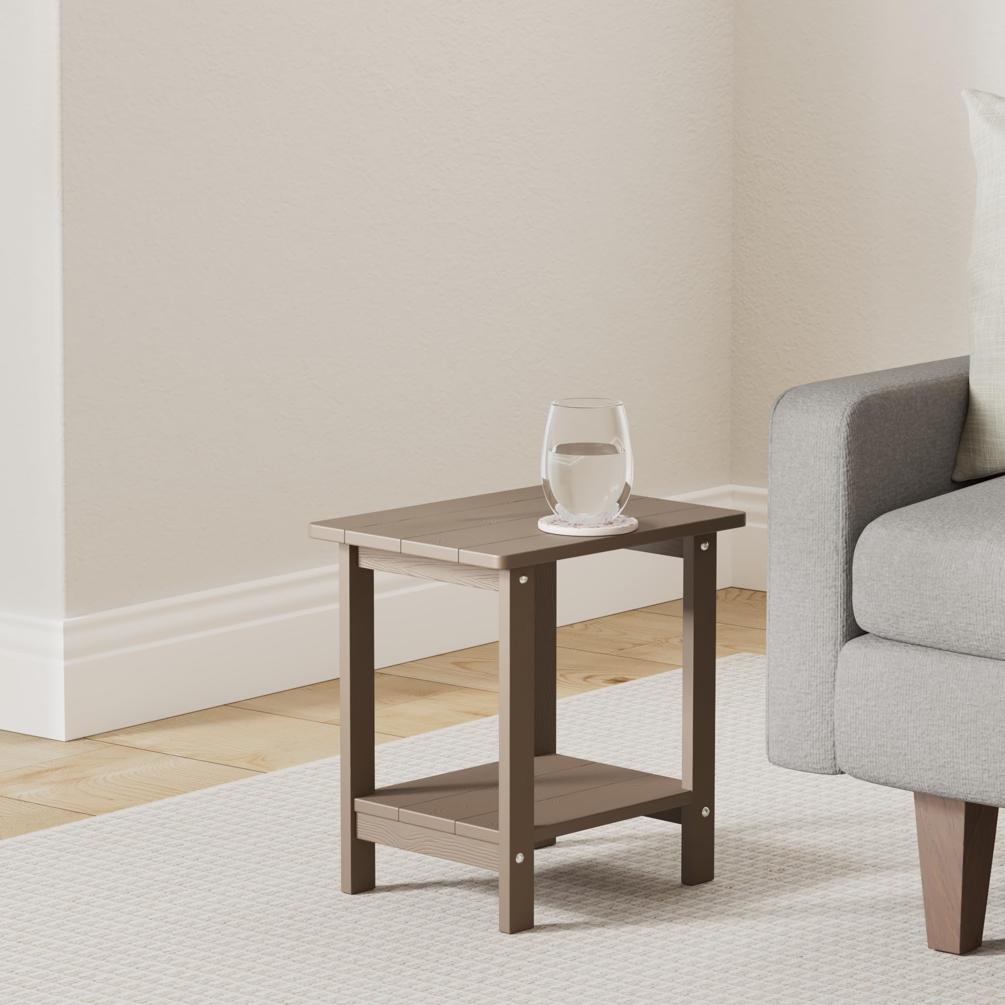 Top detail of LUE BONA Adirondack side table showing smooth surface