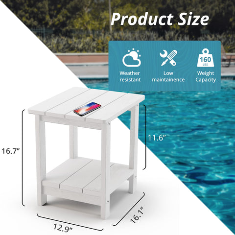 LUE BONA outdoor side table beside patio, ideal for drinks.