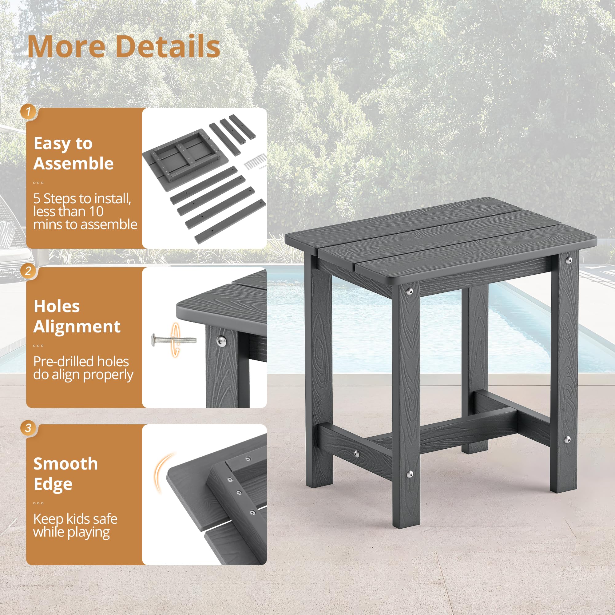 LUE BONA versatile patio table for drinks and snacks.
