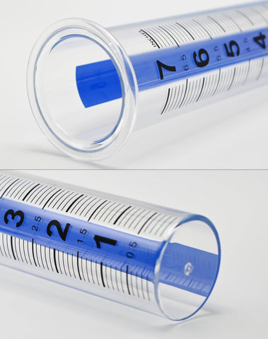 Lueudu plastic rain gauge tube in clear design for simple yard weather tracking.