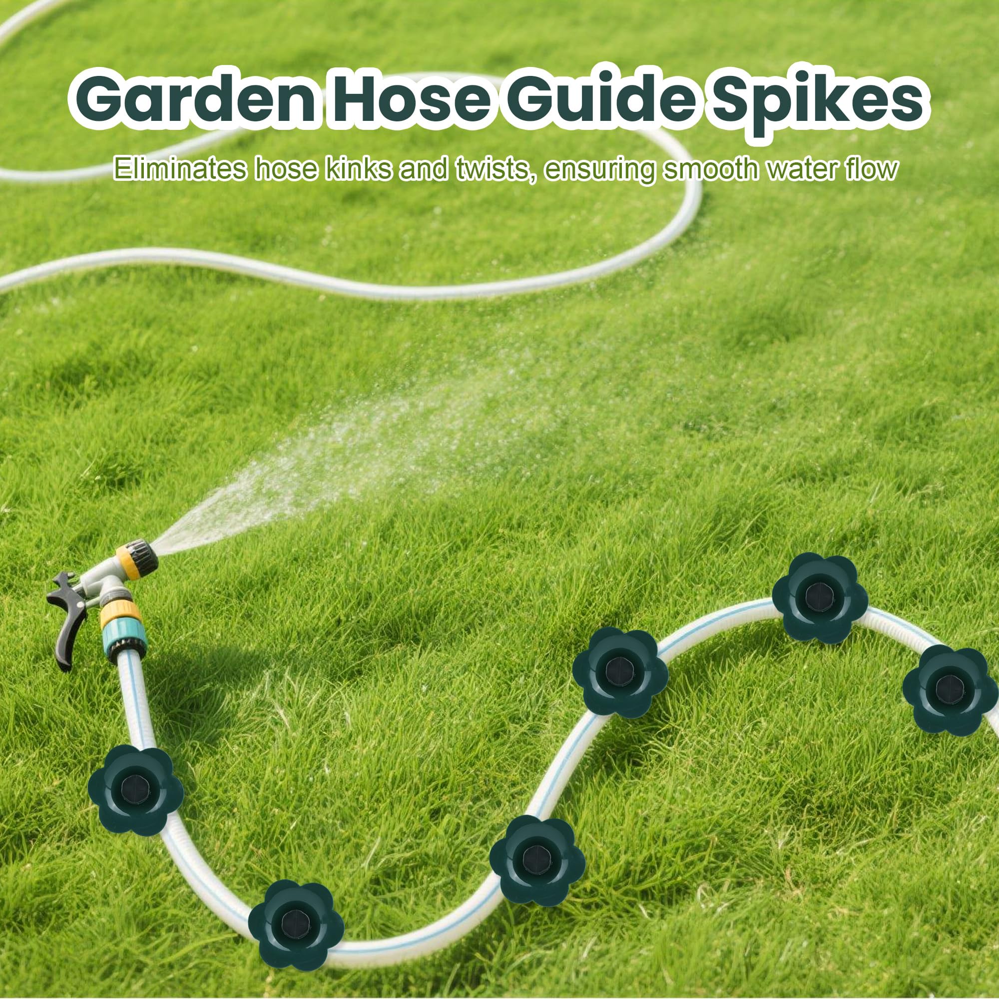 Lufstd PVC hose guide stakes stabilize hoses near flower beds for tidy watering.