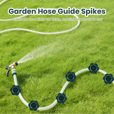 Lufstd PVC hose guide stakes stabilize hoses near flower beds for tidy watering.