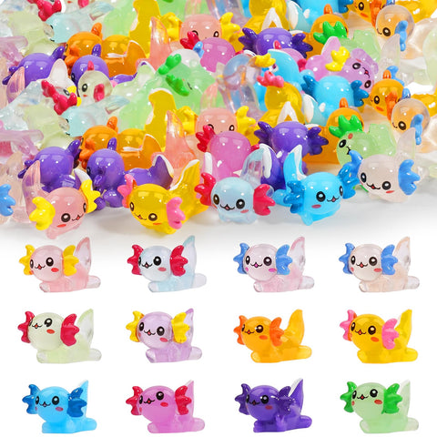 Lugailly mini resin axolotl luminous glow for glow-in-the-dark displays.