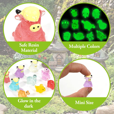 Lugailly mushrooms, lizards and animals resin figures add whimsy to micro landscapes.