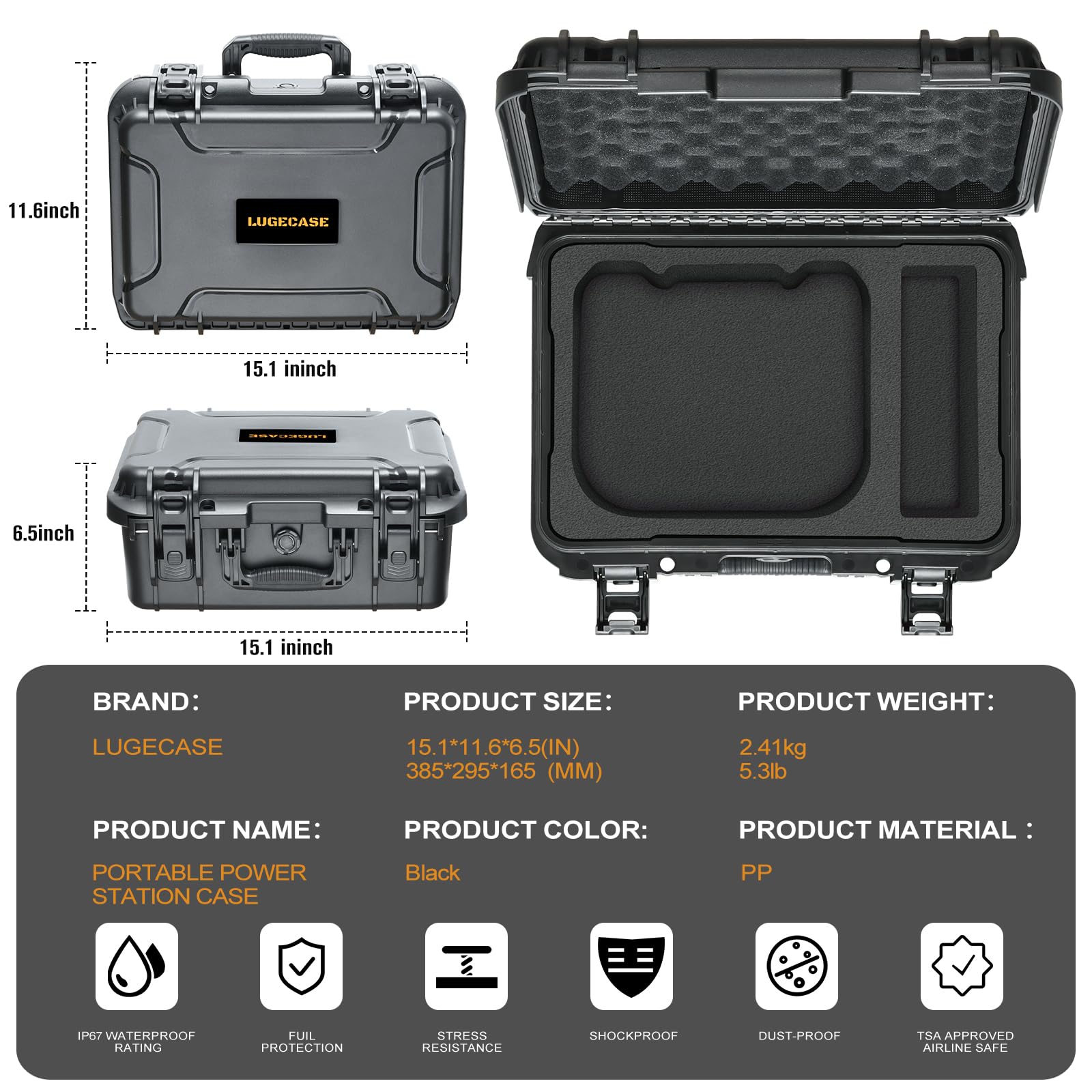 LUGECASE Explorer 300 travel case features a compact, lightweight design for easy transport.