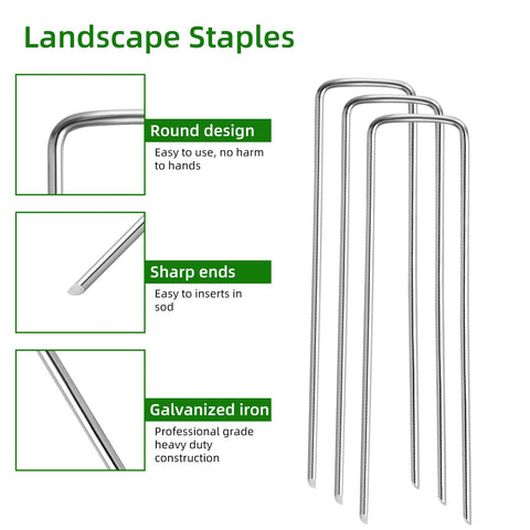 Luijnbn lawn staples angled tip for easy penetration through barrier mats.