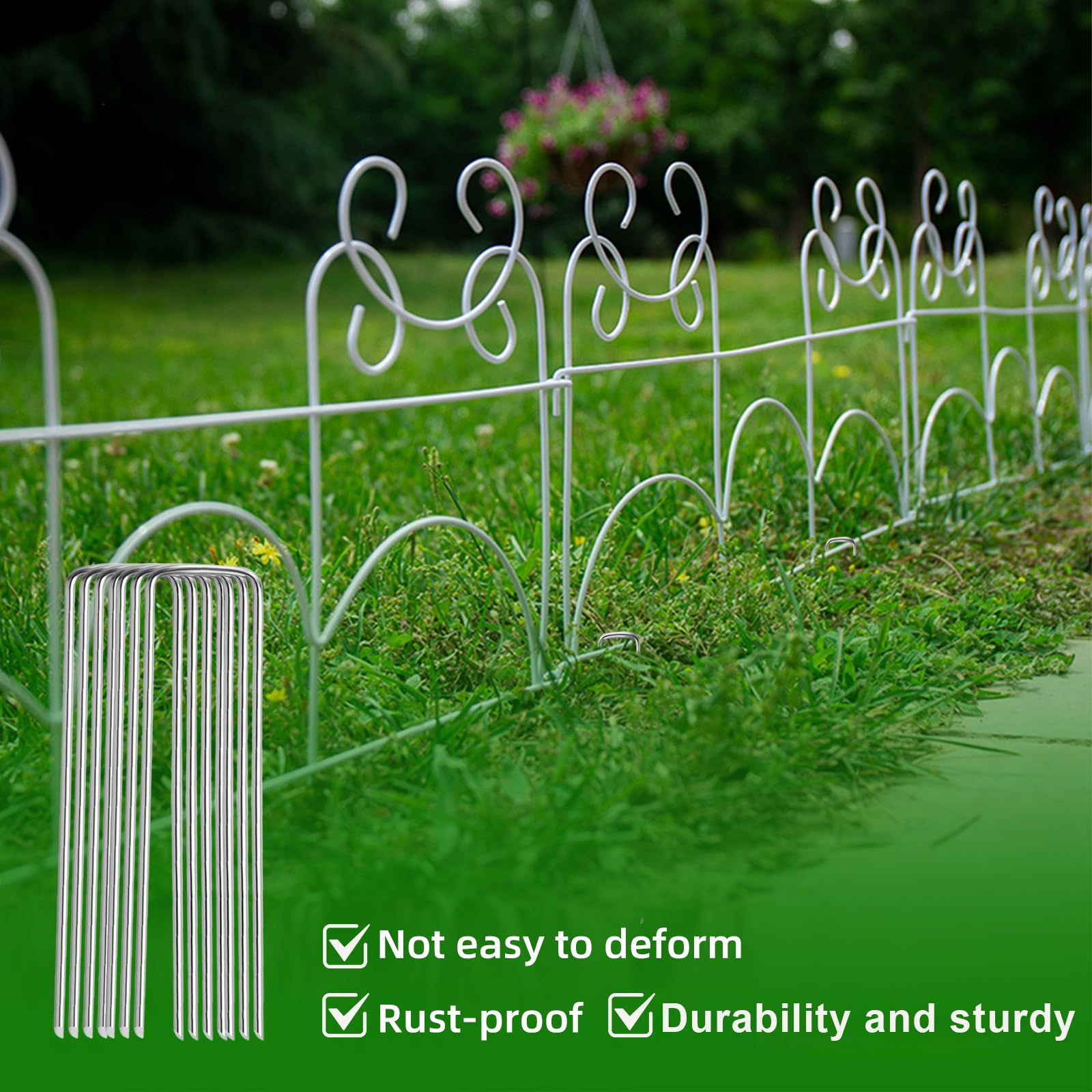 Luijnbn U-shaped ground stakes during installation for tents or fences.