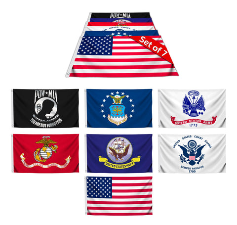 LUIVU 7-flag military set with brass grommets for outdoor display