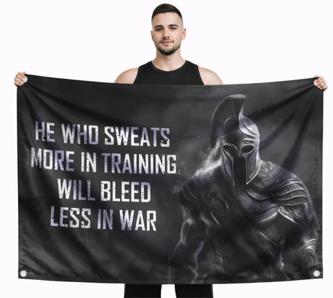 LUIVU 3x5ft Spartan-quote flag detail for gym walls and dorm decor.