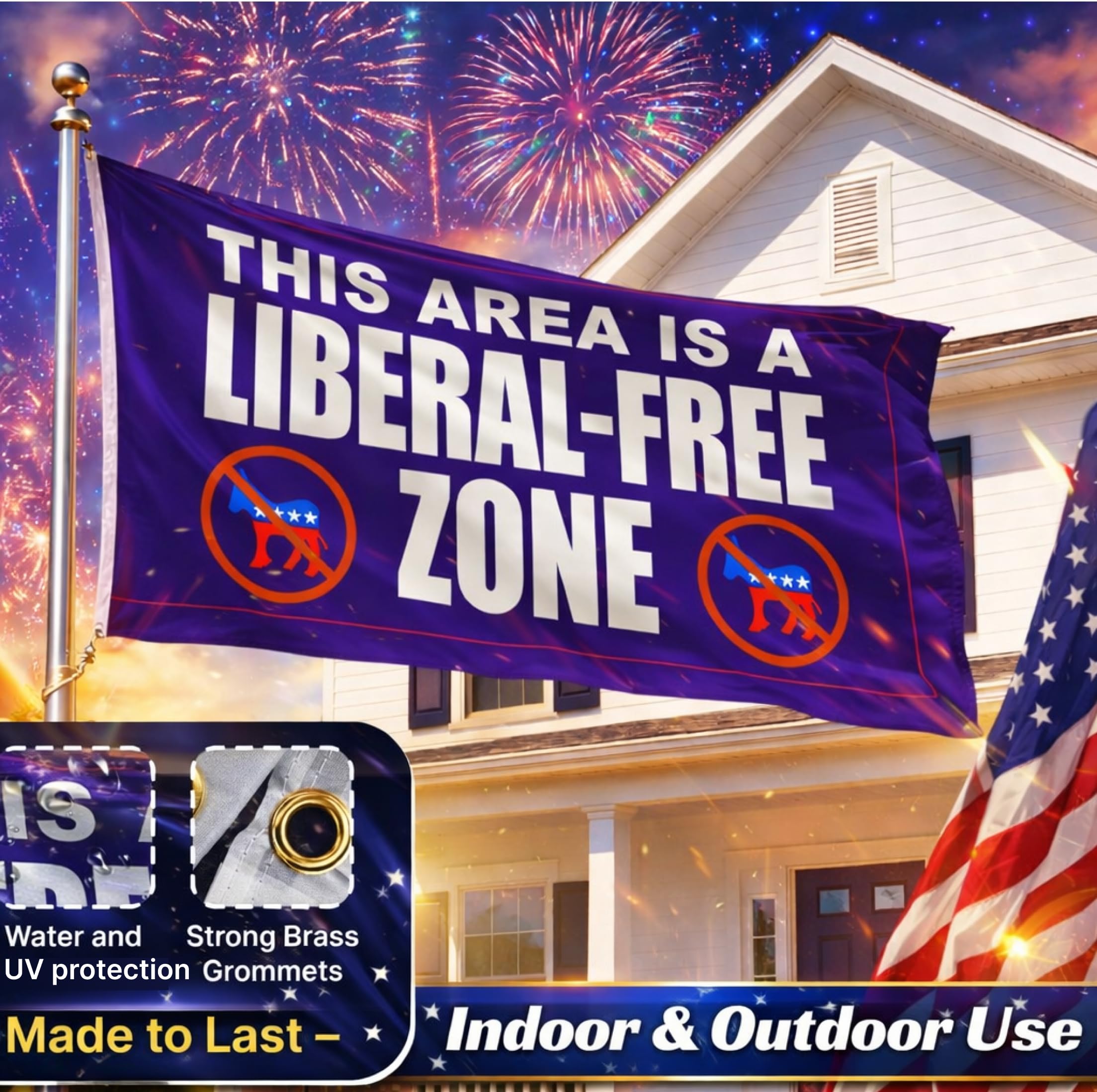LUIVU 3x5 polyester flag with brass grommets for stable outdoor mounting.