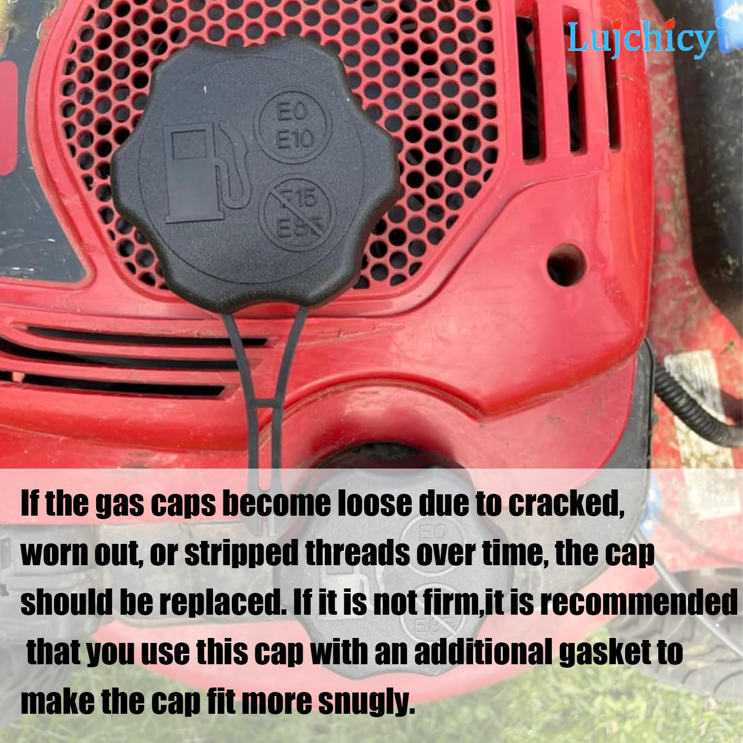 Lujchicy cap with tether and two O-rings for replacement setup