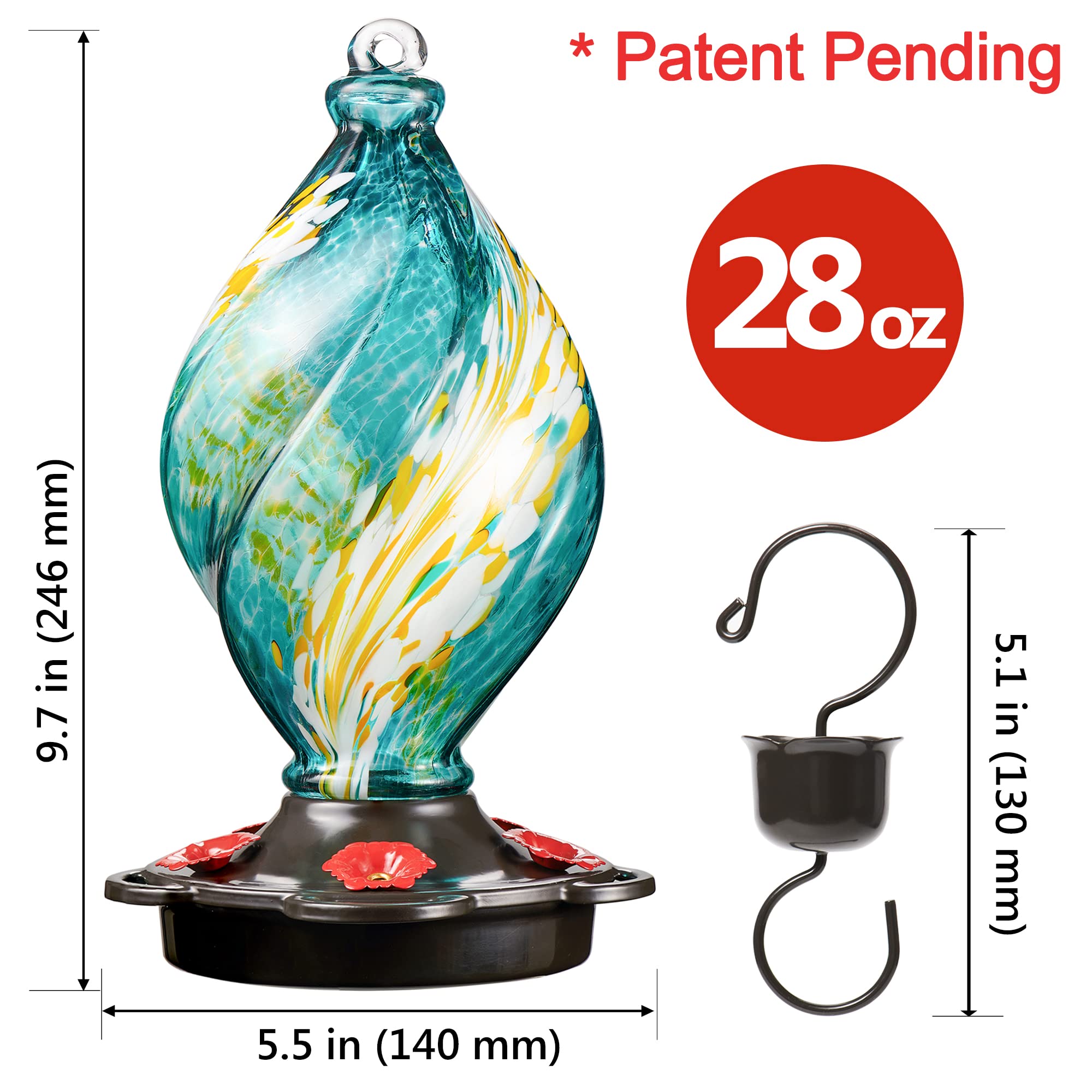 LUJII ant moat and teal base hummingbird feeder outdoor