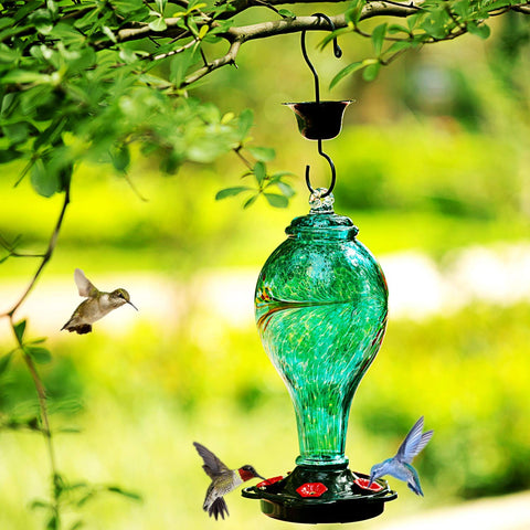 LUJII hummingbird feeder five feeding stations in backyard