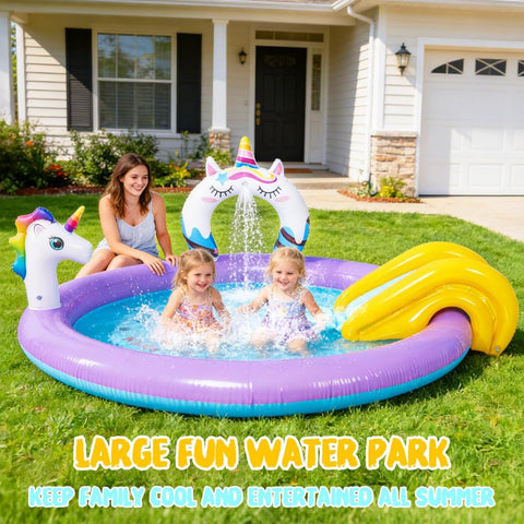 LUKBERA water-sprayer arc offers cooling fun during sunny afternoons.