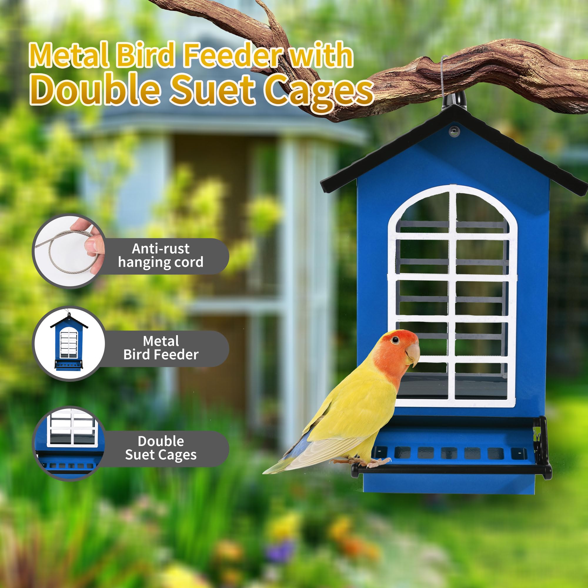 LUKCOZMO Bird Feeder bilateral perches show balanced feeding