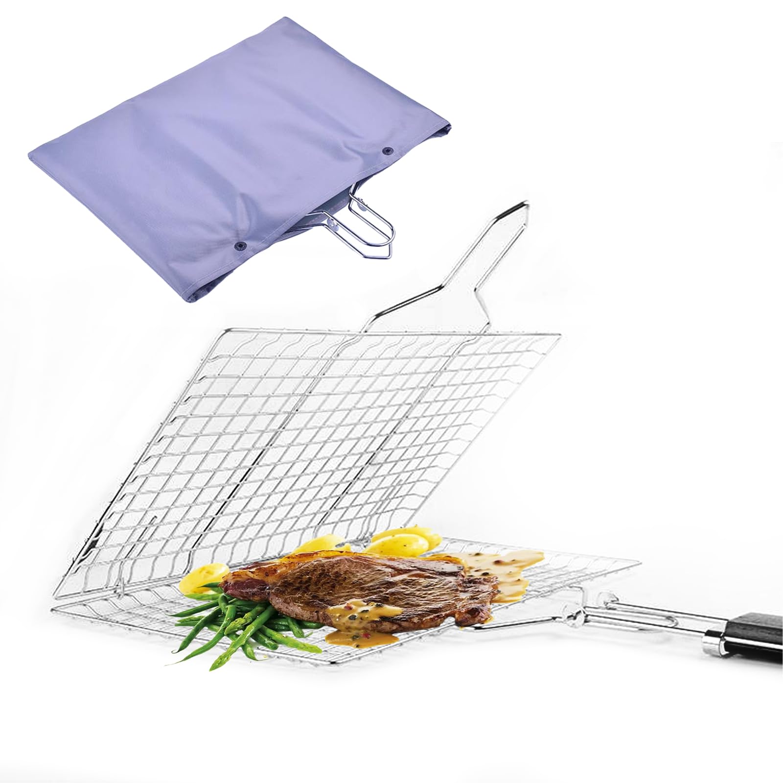 LUKCOZMO grill basket with fish for even cooking and smoky flavor