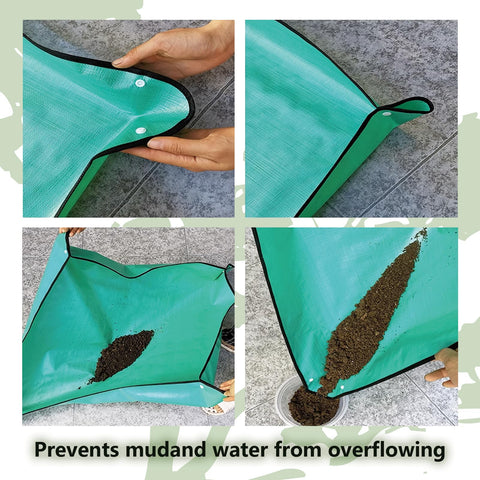 Lukdin mats corner copper buckles secure soil and prevent spills.
