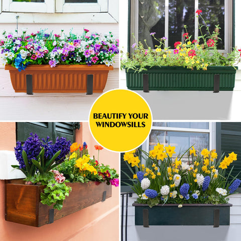 LukLoy 70 lb capacity brackets supporting sturdy outdoor planters.