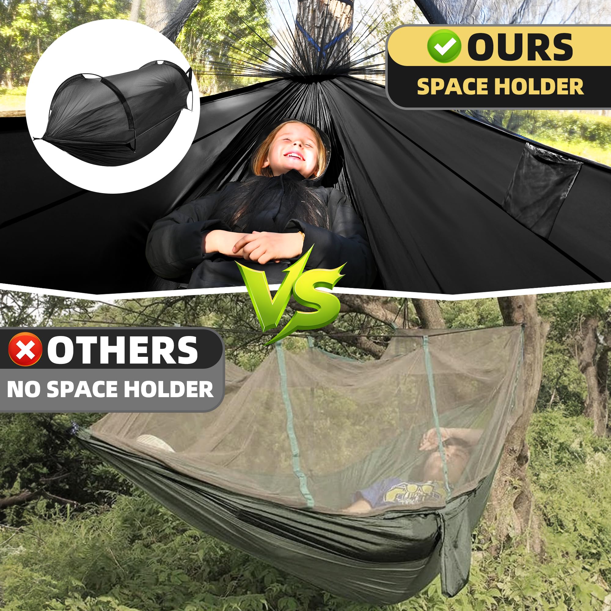 Lulladle camping hammock single with mosquito-net compact for backpacking comfort.