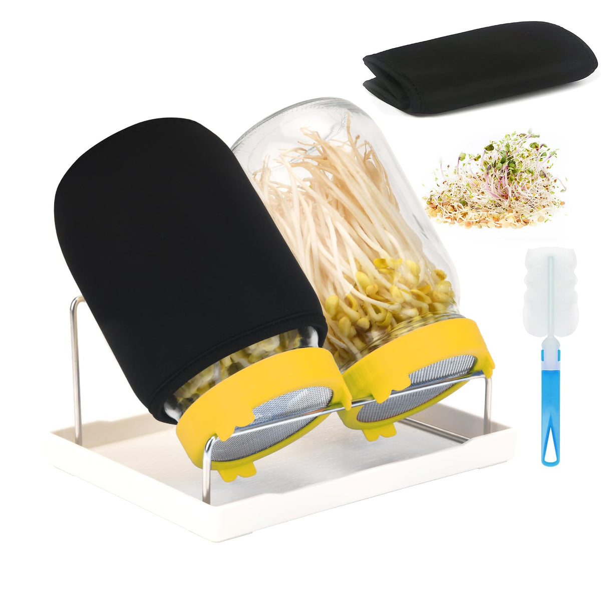 Lulonpon Sprouting Kit with two jars for easy home sprouts and convenient harvests