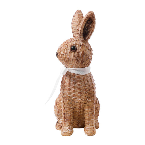 LULU Deer rattan rabbit bow ornament enhances outdoor garden ambiance.