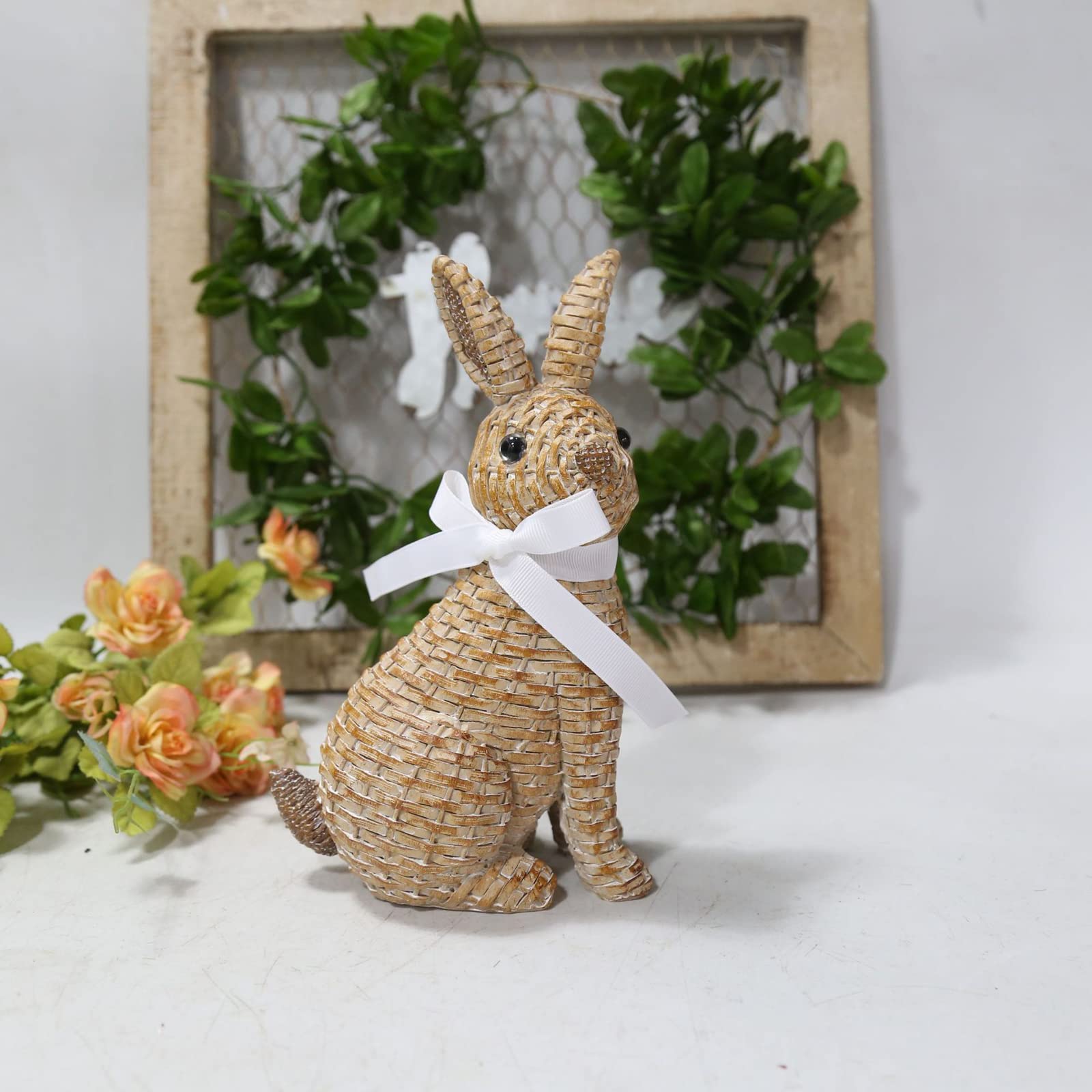 LULU Deer rattan rabbit entrance decor marks a festive doorway.