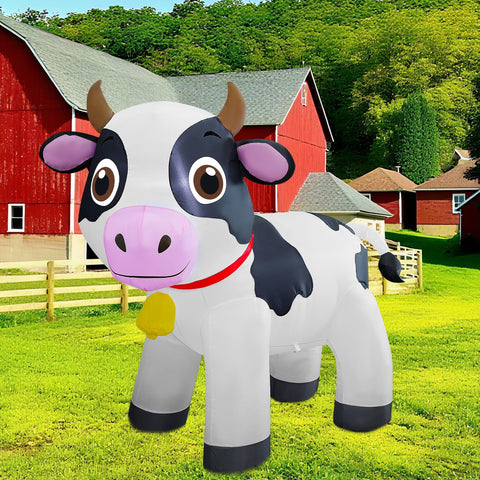 Lulu Home 6ft inflatable cow stands tall, a striking yard décor for outdoor parties.